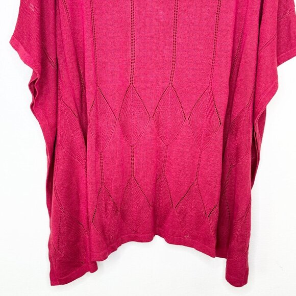 NWT Coldwater Creek Bateau Linen Blend Poncho Red Short Sleeve Sweater XL/1X - Picture 3 of 12